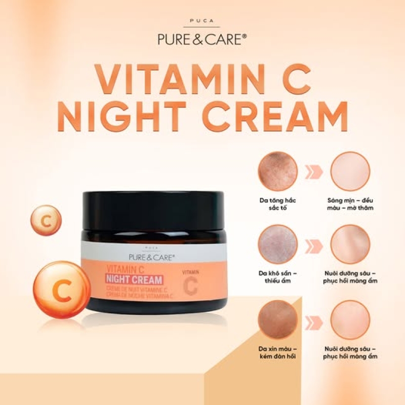 Kem Dưỡng Pure and Care Vitamin C Night Cream: Chống Lão Hóa, Trắng Sáng Toàn Diện