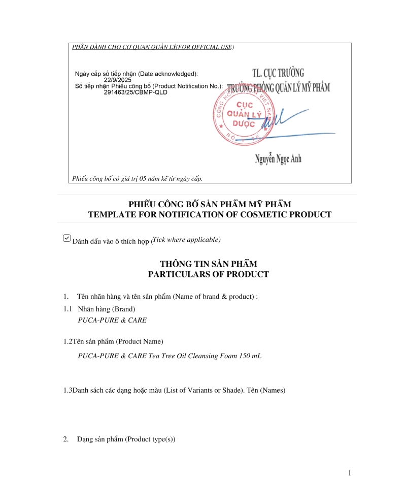 Sữa Rửa Mặt Tea Tree Oil Pure and Care Cho Da Dầu Mụn, Kiềm Dầu Hiệu Quả