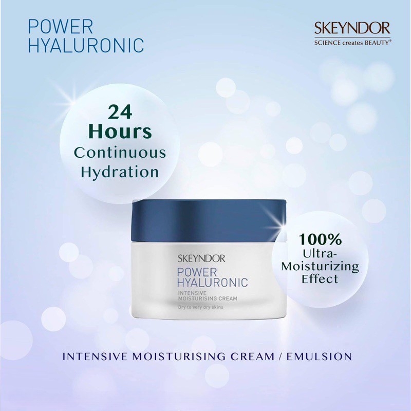 Skeyndor Power Hyaluronic Intensive Moisturising Cream 50ml_ Kem dưỡng cấp nước và phục hồi cho da khô nhạy cảm