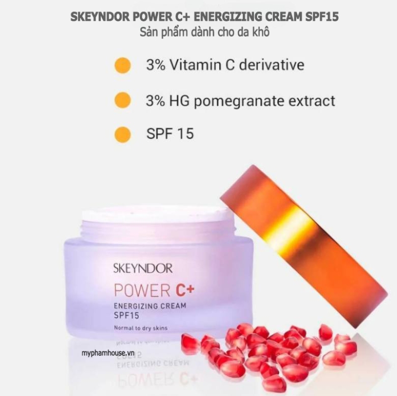 Skeyndor Power C+ Energizing Cream SPF15 50ml_ Kem dưỡng tái tạo năng lượng, chống oxy hóa, làm đều màu dành cho da khô
