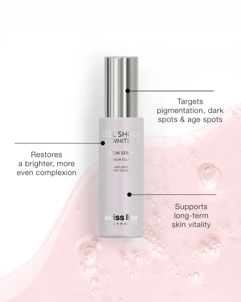 Tinh chất làm trắng sáng và hỗ trợ trị đốm nâu hoàn hảo _ Swissline Cell Shock White Glow Serum Anti Spot 30ml