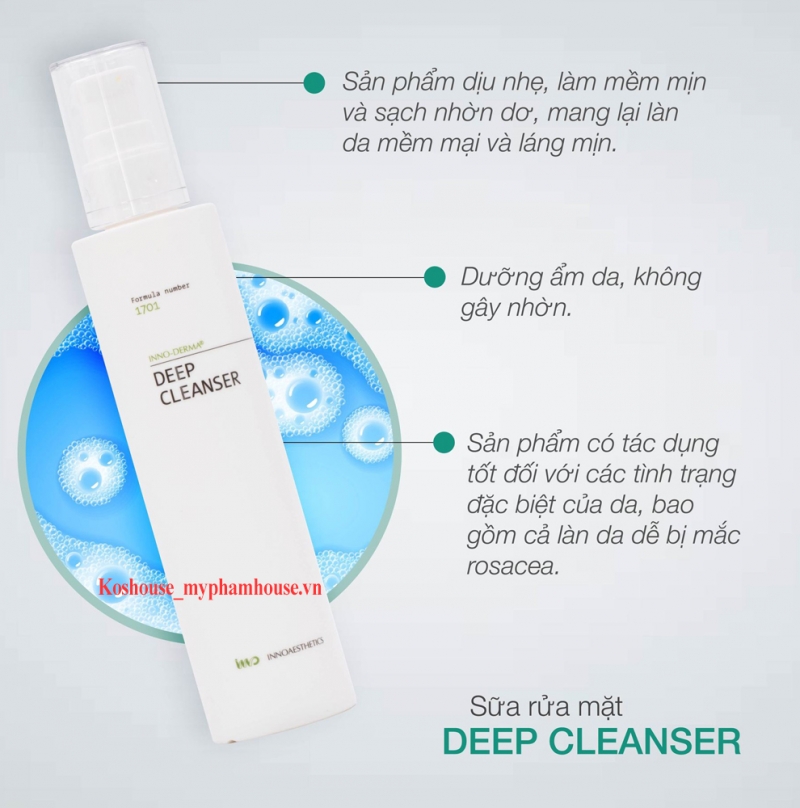 INNO DERMA Innoaesthetics Deep Cleanser _ Sữa rửa mặt sạch sâu và kháng khuẩn cho da dầu mụn