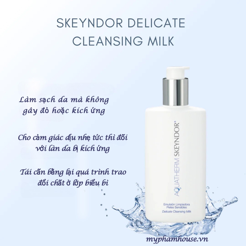 Skeyndor Aquatherm Delicate Cleansing Milk 250ml - Sữa rửa mặt phục hồi cho da khô nhạy cảm