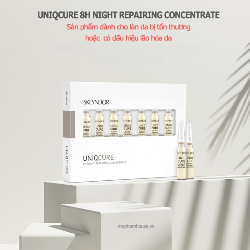 Skeyndor Uniqcure 8h Night Repairing Concentrate 7 * 2ml _ Tinh chất tái tạo và phục hồi chuyên sâu cho da bị tổn thương